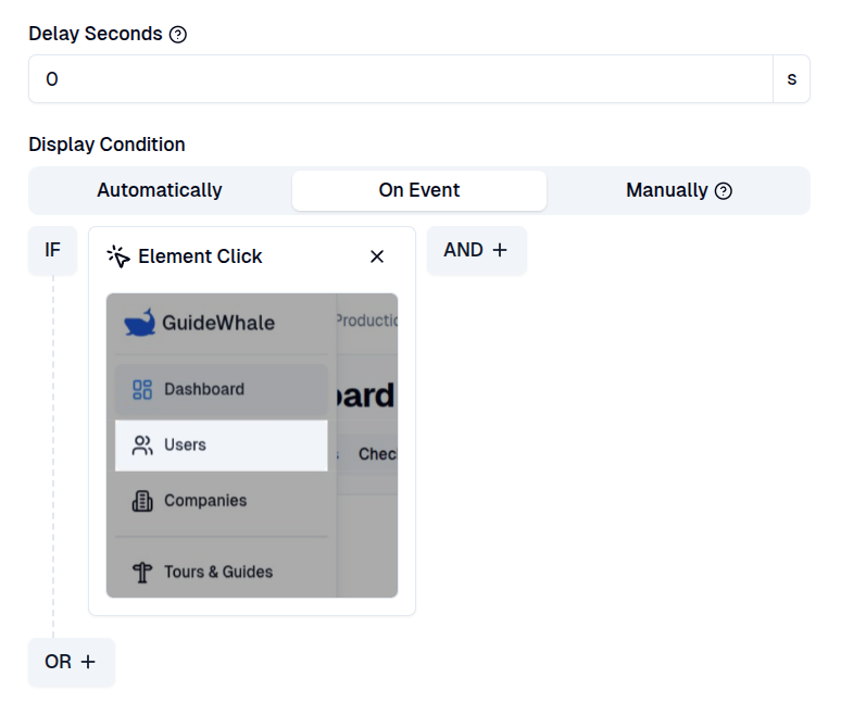 Start condition on event