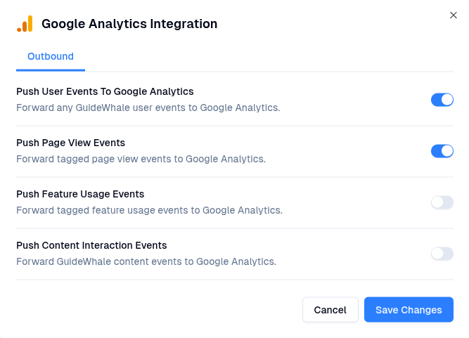 Google Analytics integration configuration