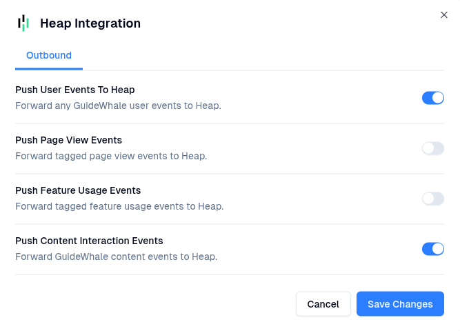 Heap Analytics integration configuration