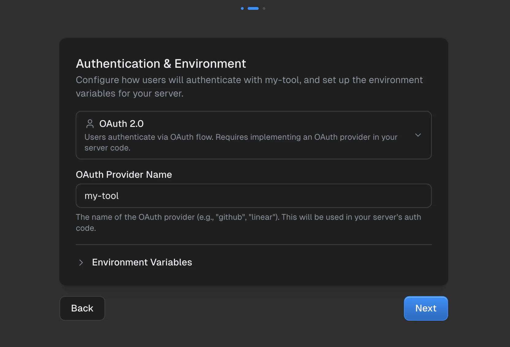 Authentication settings