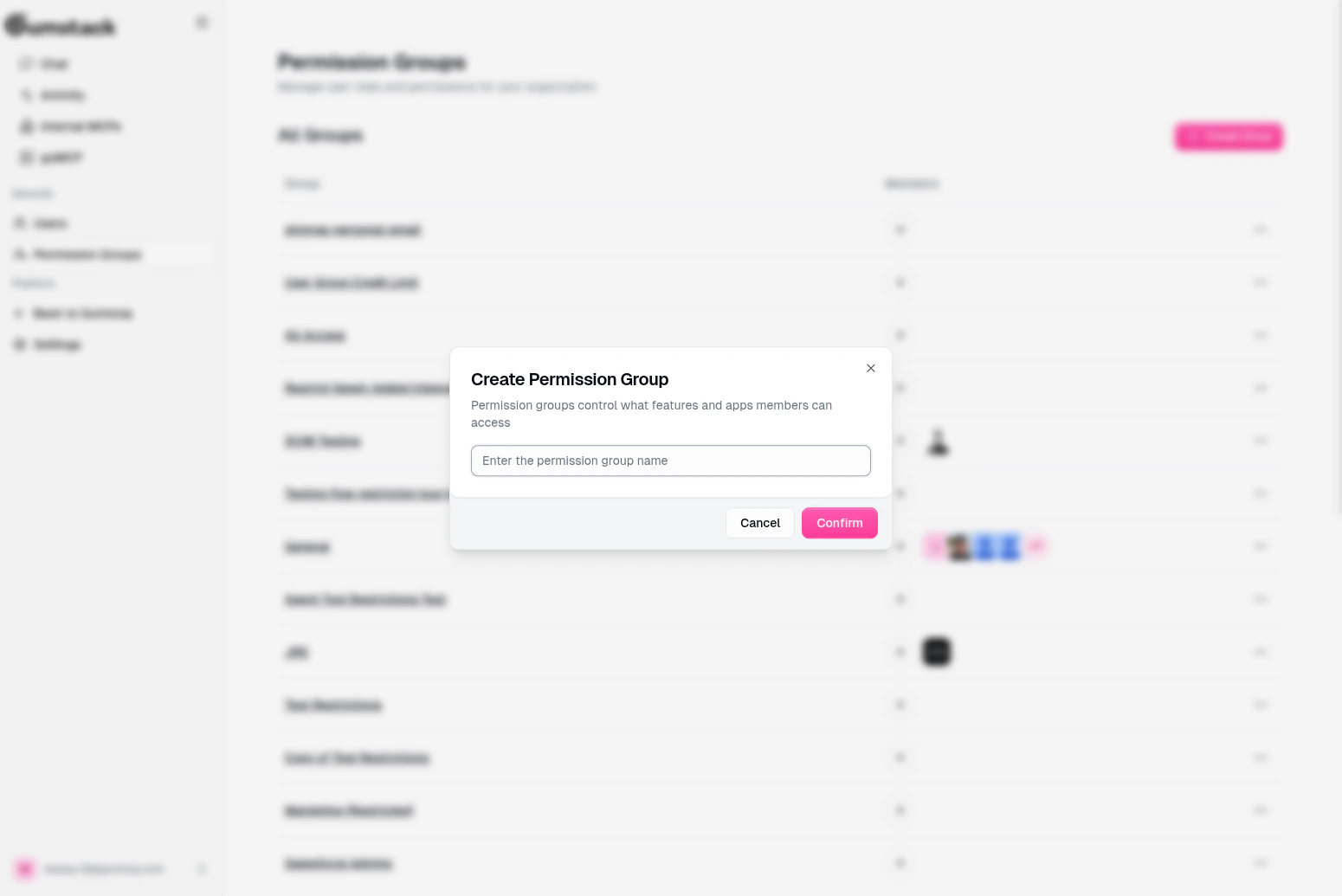 Create permission group dialog