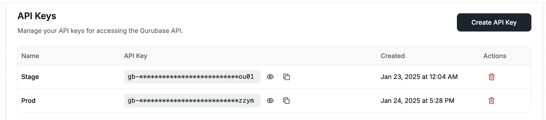 Gurubase API Keys