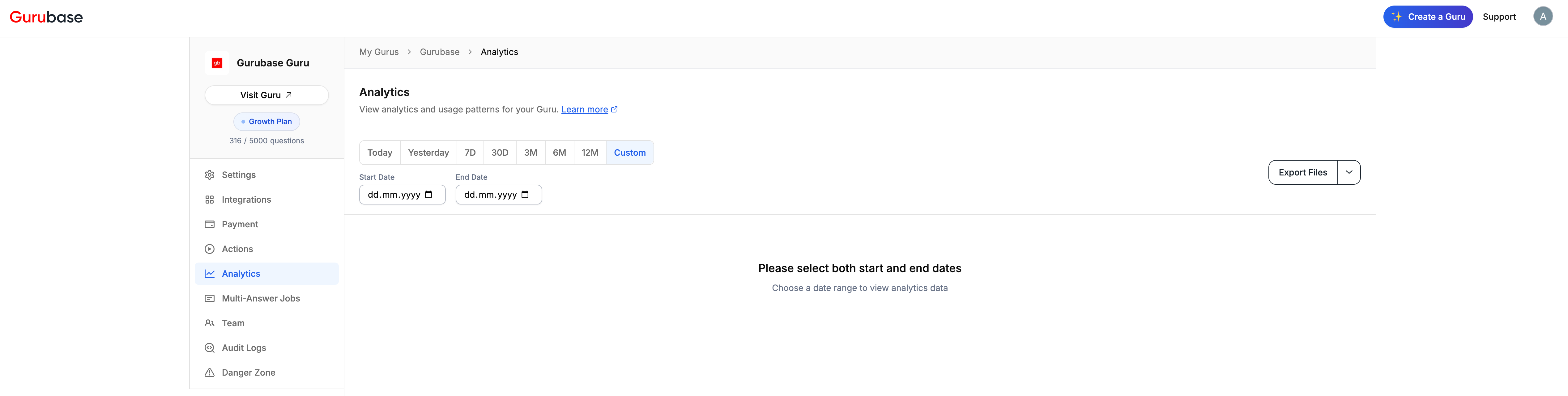 Custom Date Selection