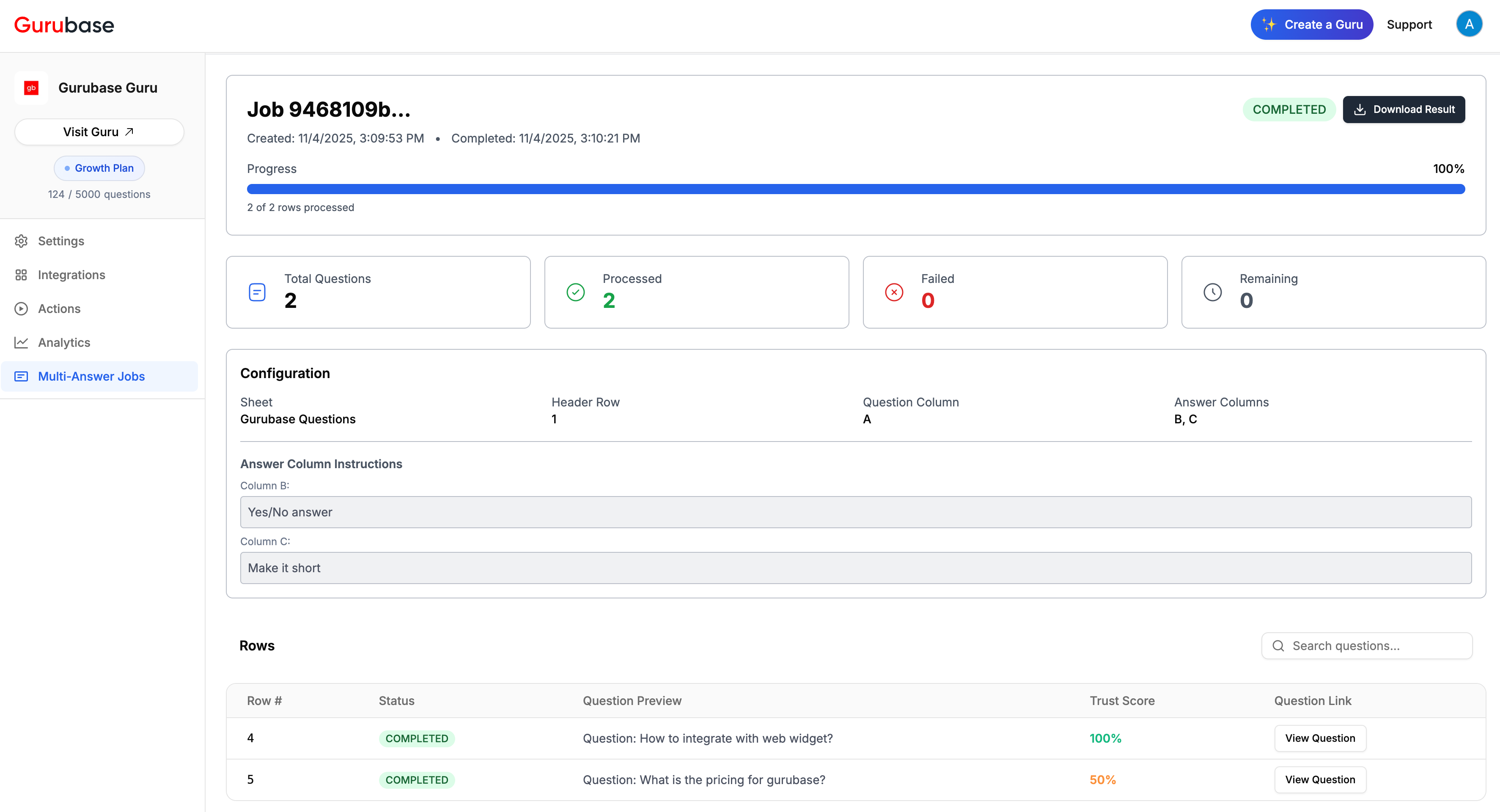Finished Job Details