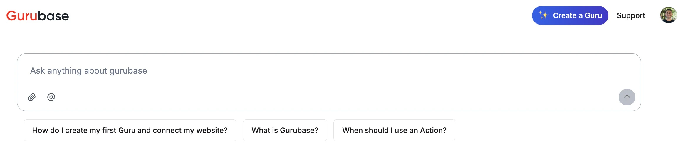 Example Questions on Guruubase UI