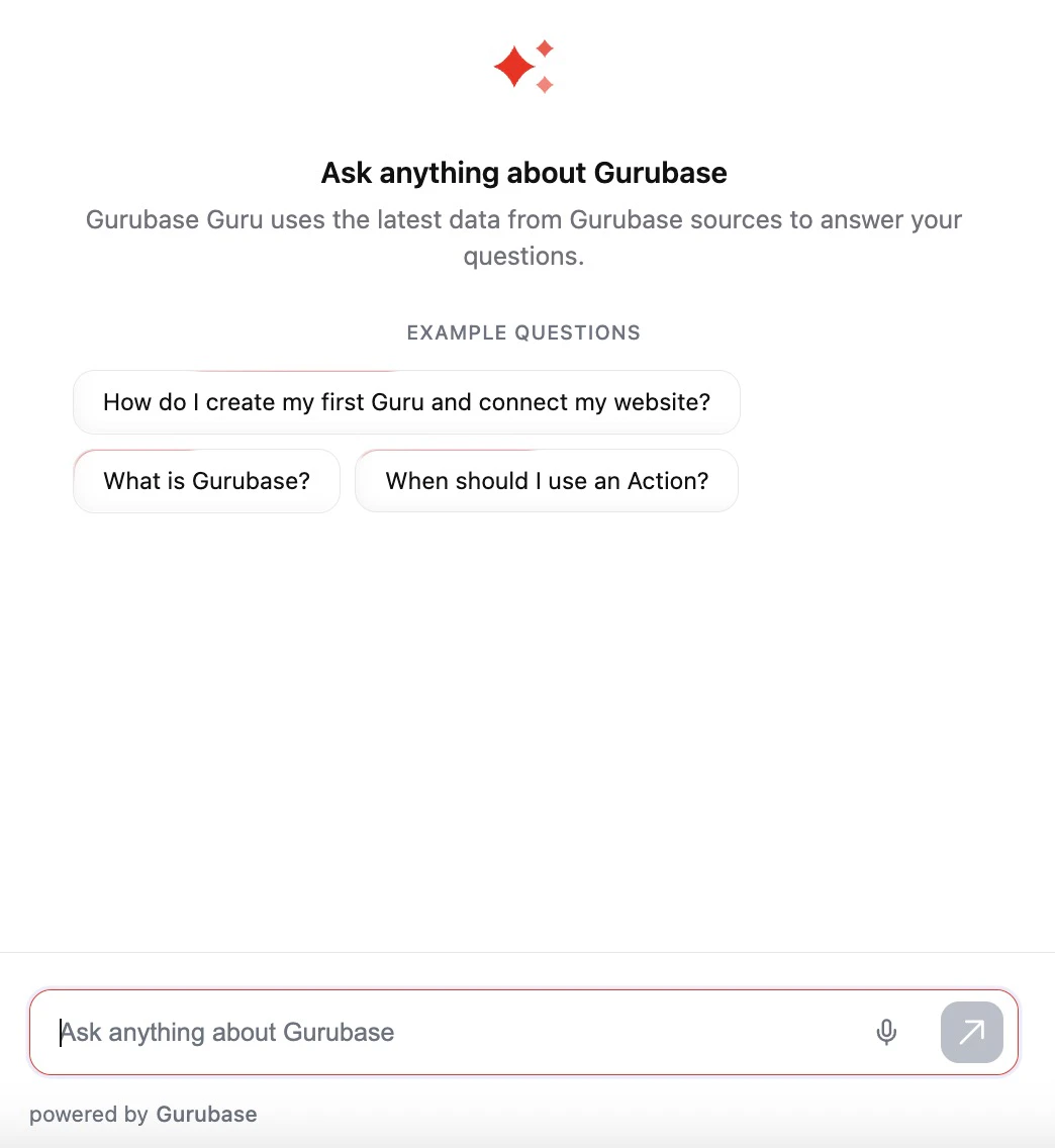 Example Questions on Guruubase Widget