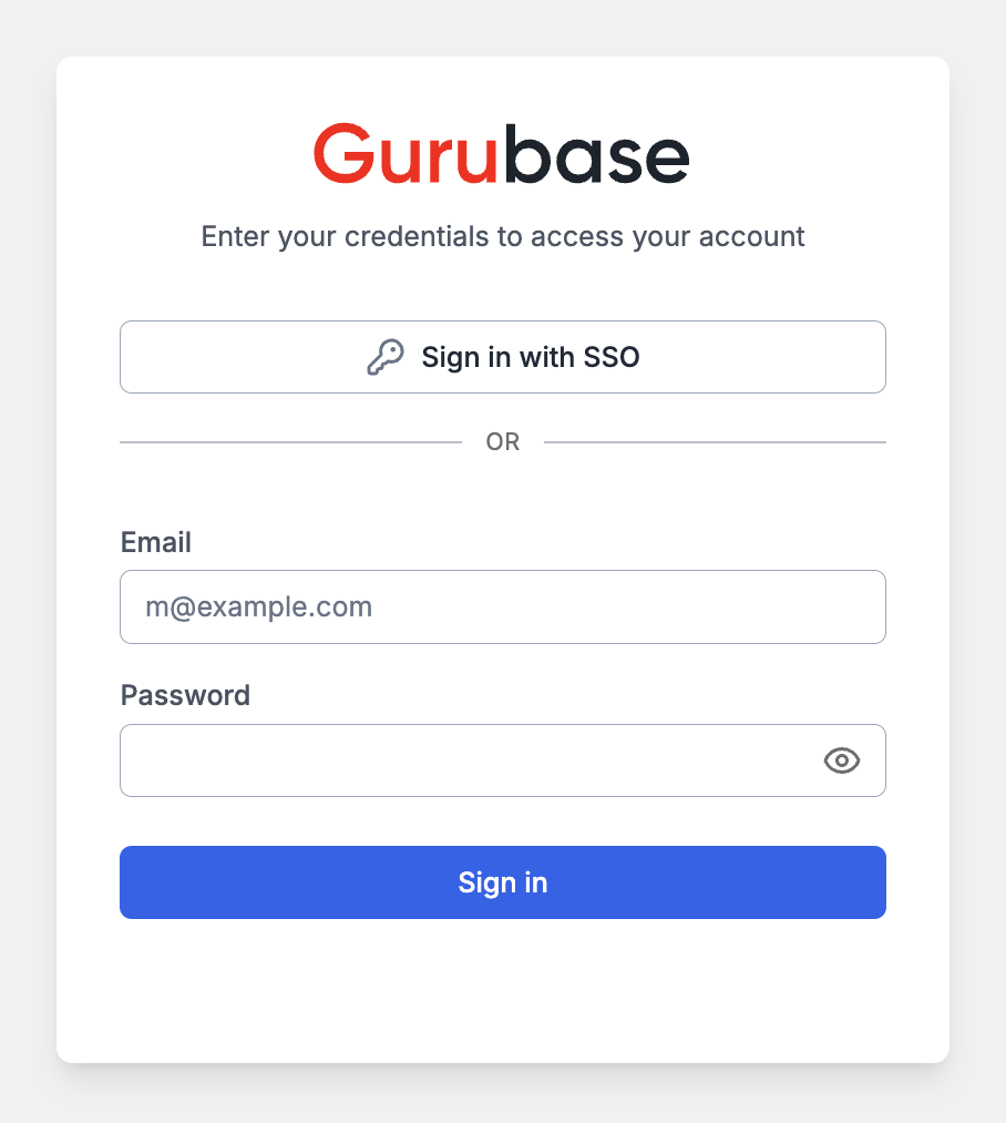 Login page with Sign in with SSO