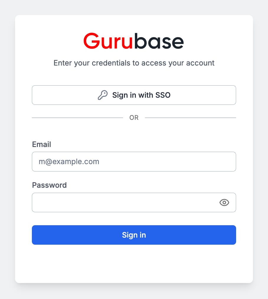 Login page with Sign in with SSO