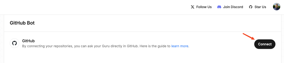 Gurubase github integration page