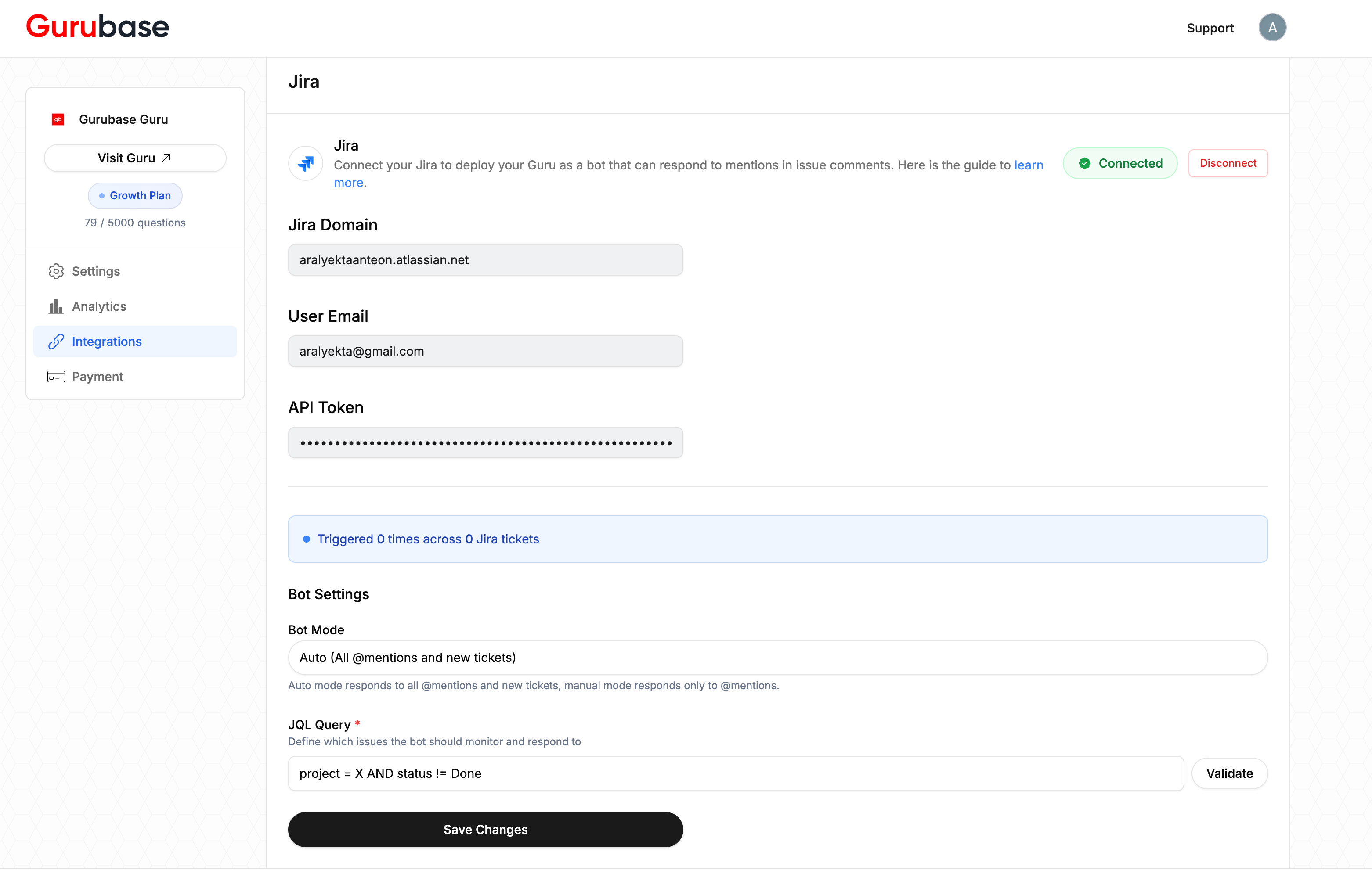 Jira Bot Settings