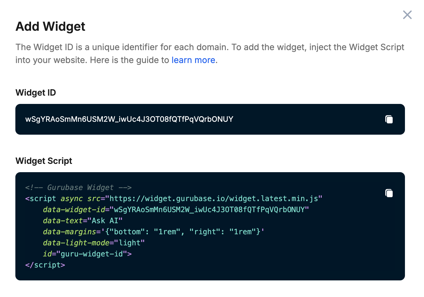 Create Widget ID