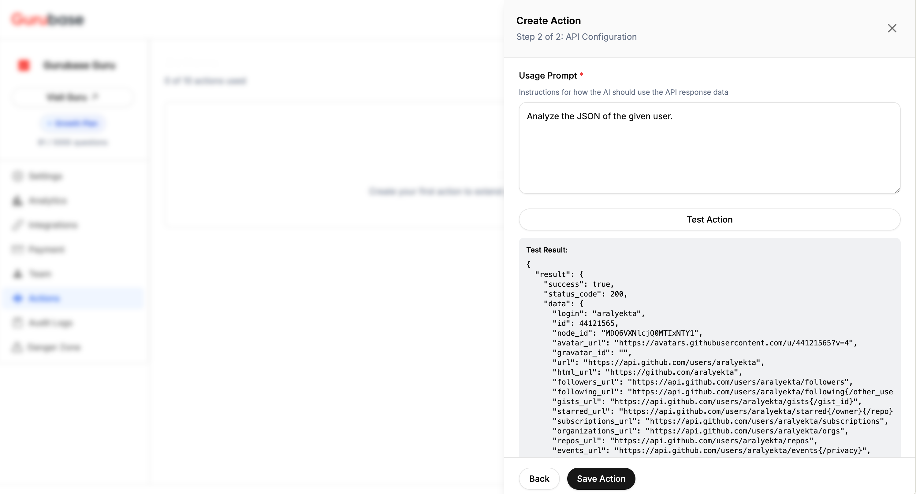 Action Testing Results