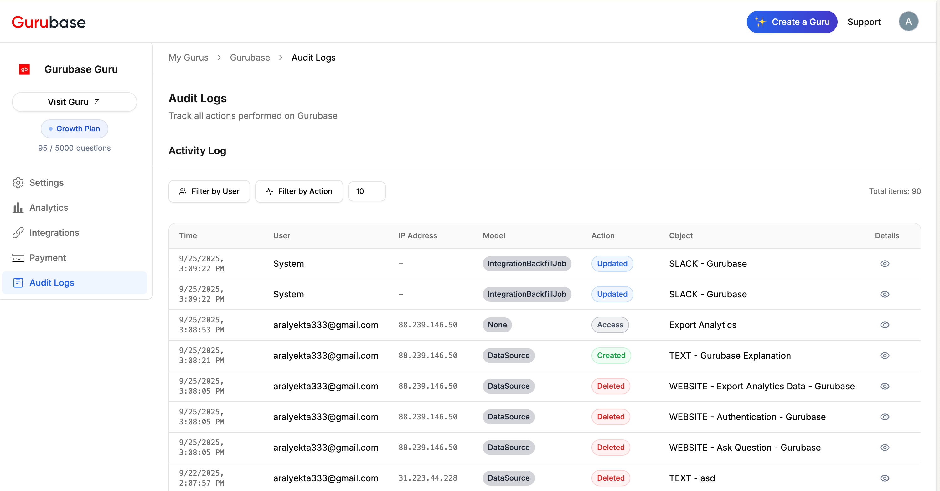 Audit Logs Interface