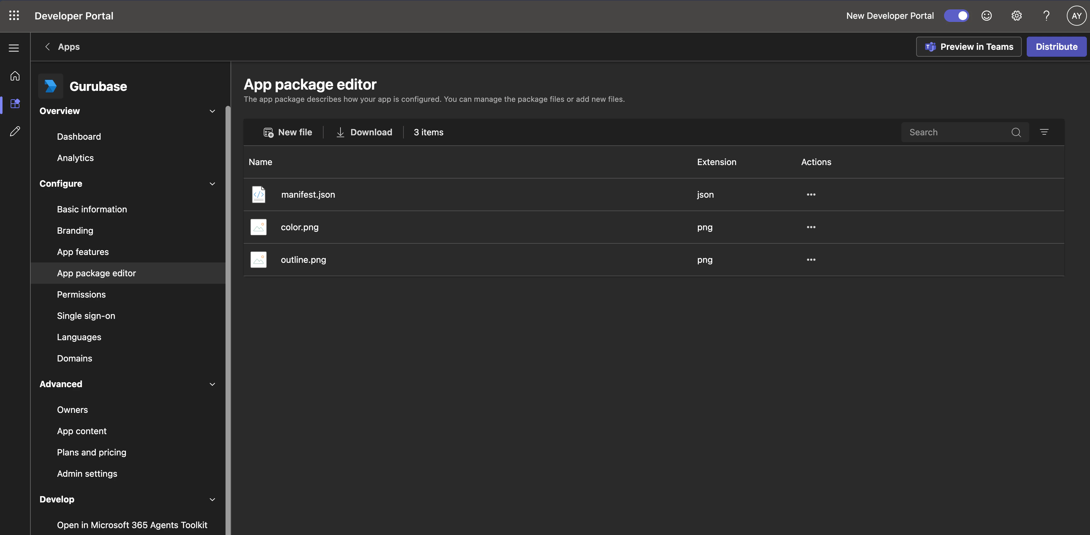 App package editor