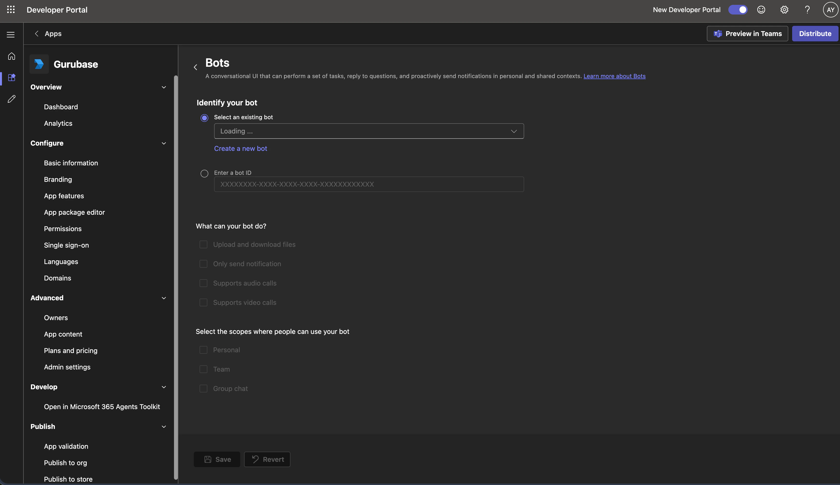 Bot capability form