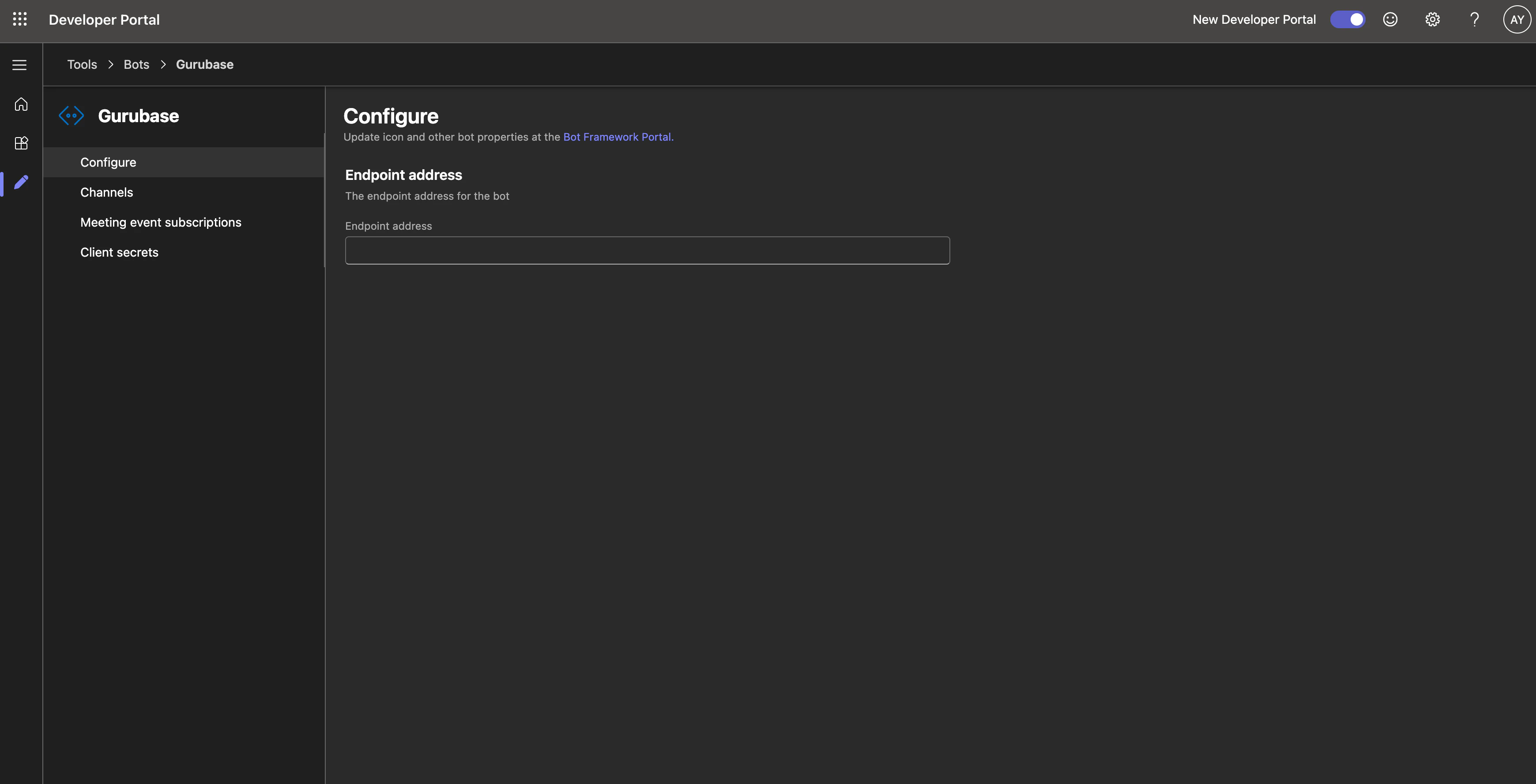 Bot configure page