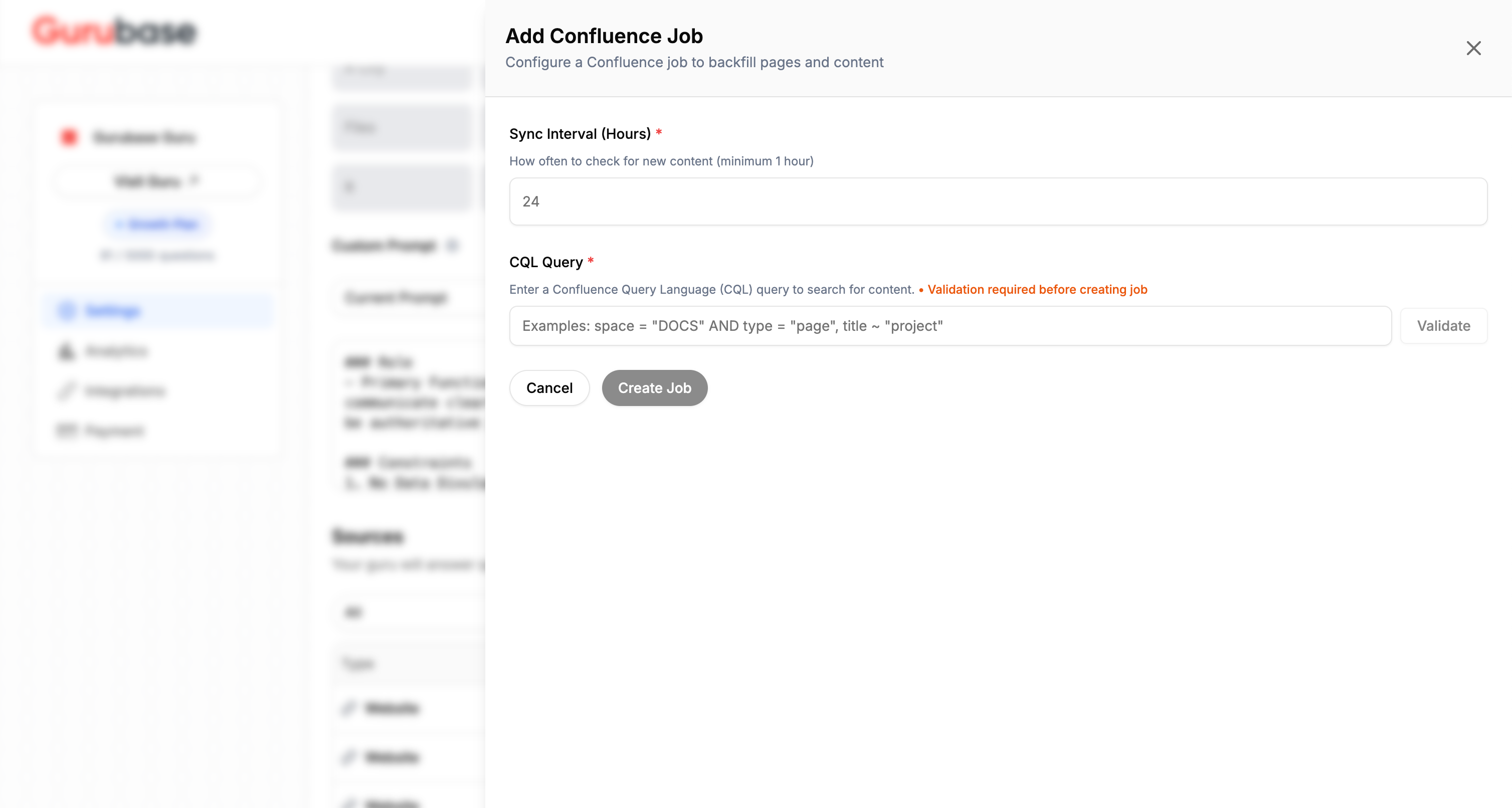 Create Confluence Backfill Job