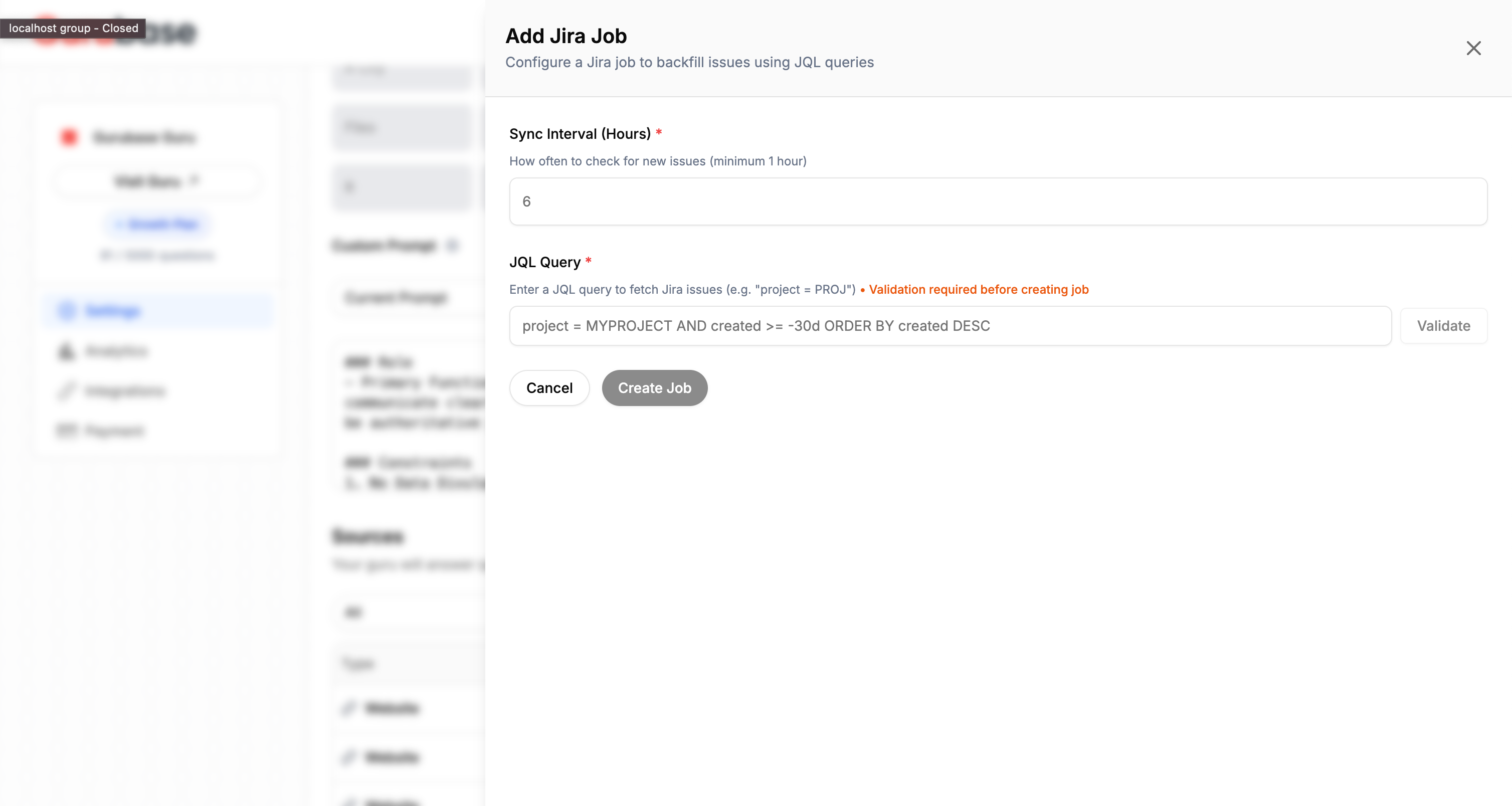 Create Jira Backfill Job