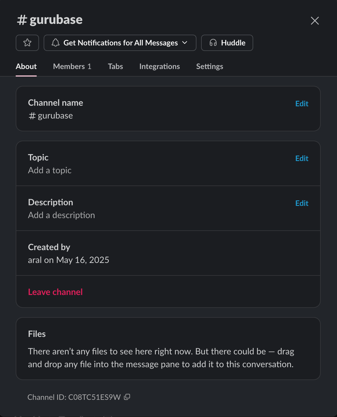 Slack Channel ID Modal
