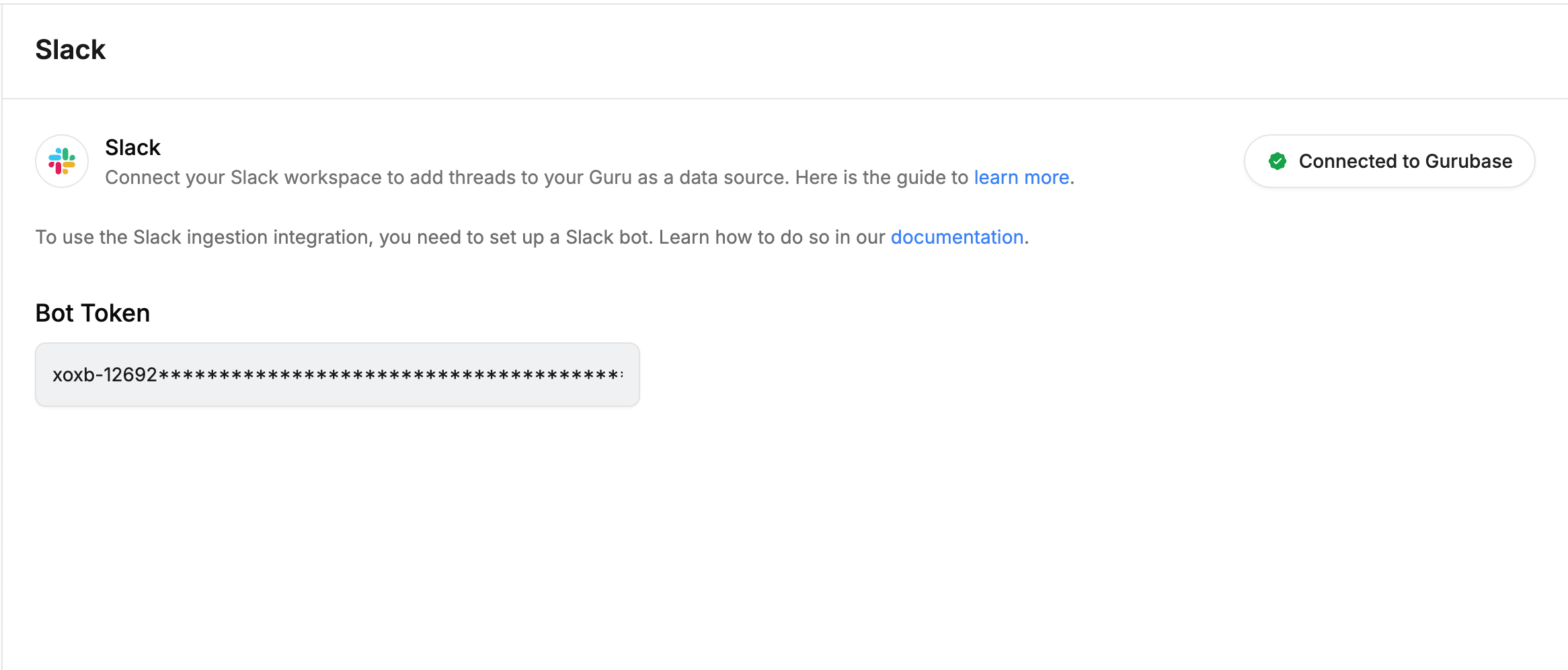Gurubase slack ingestion after installation