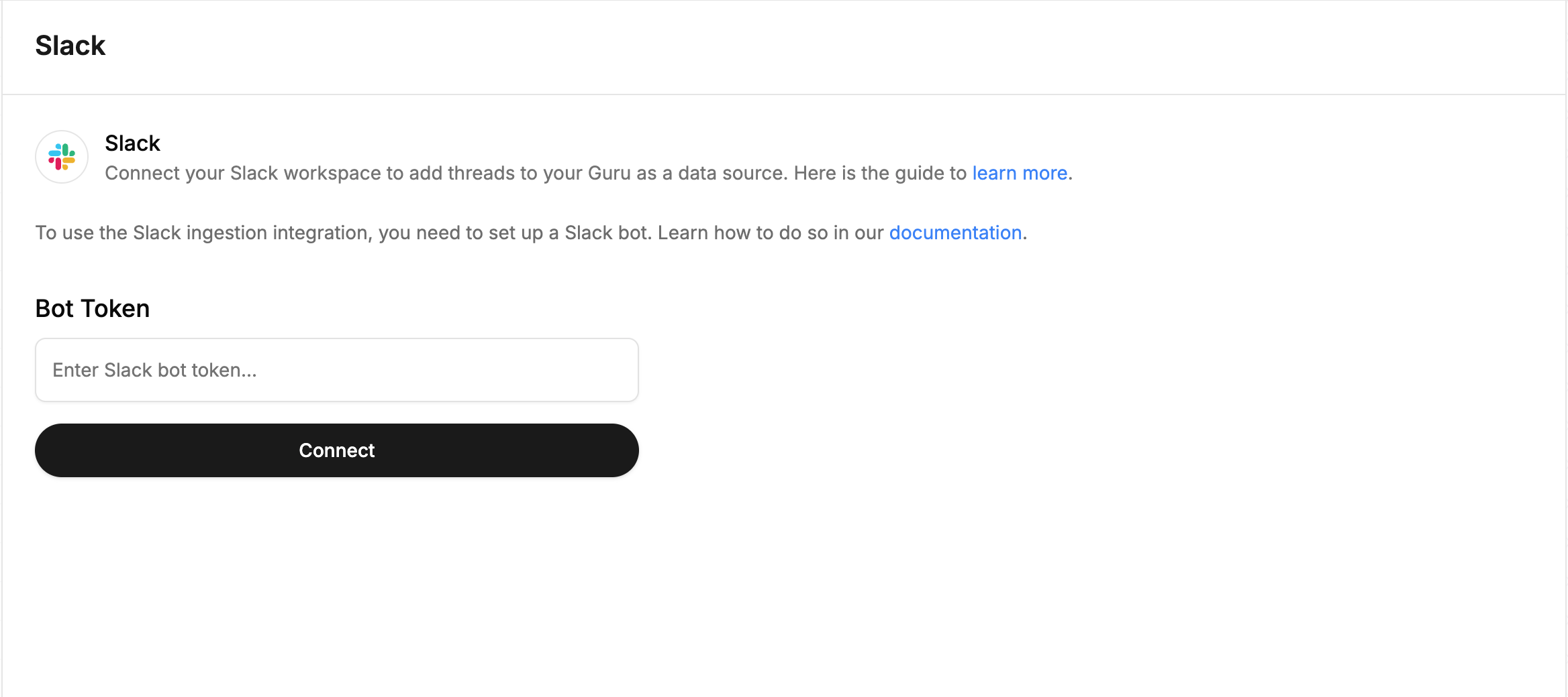Gurubase slack ingestion before installation