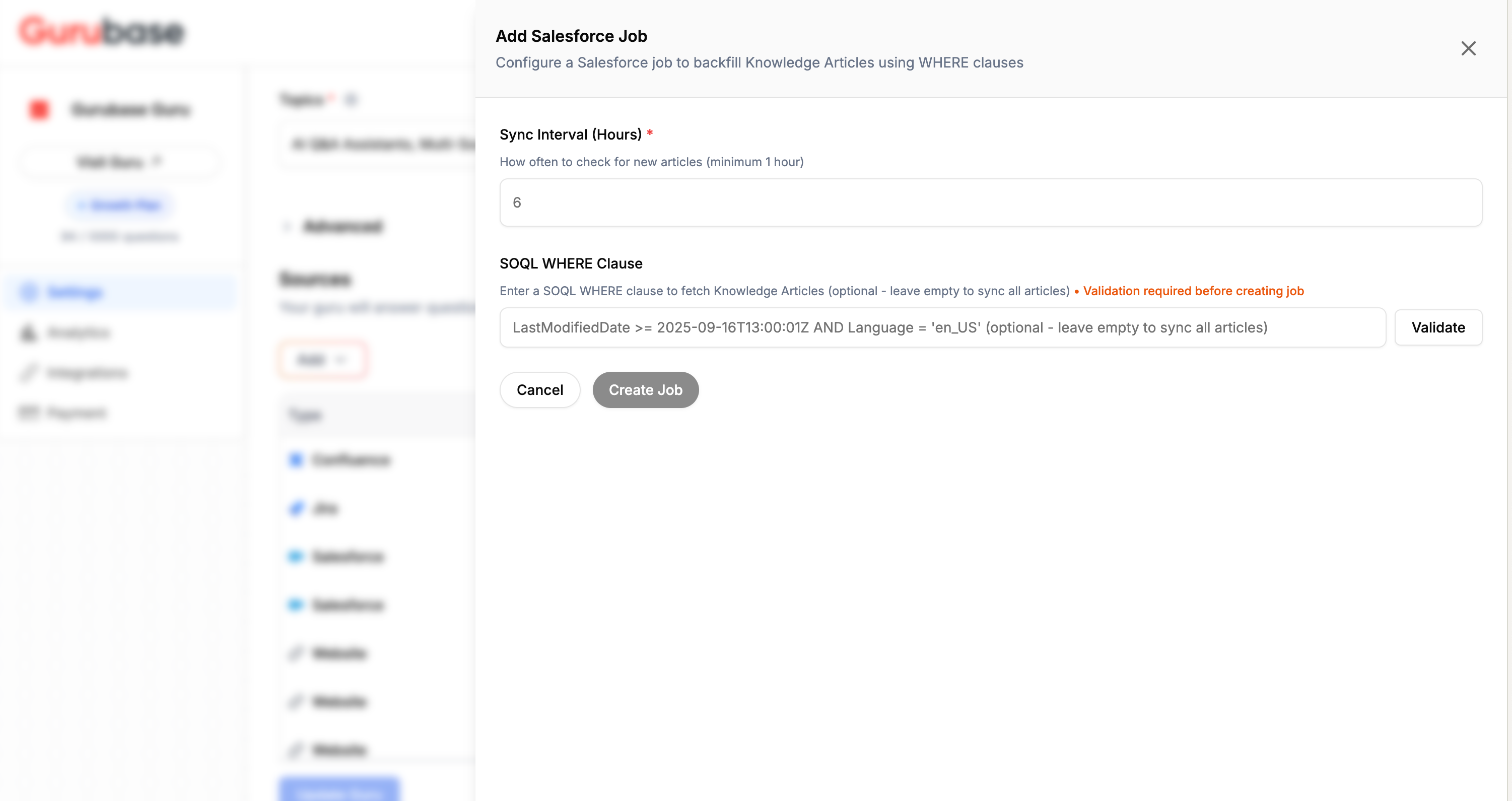 Create Salesforce Backfill Job