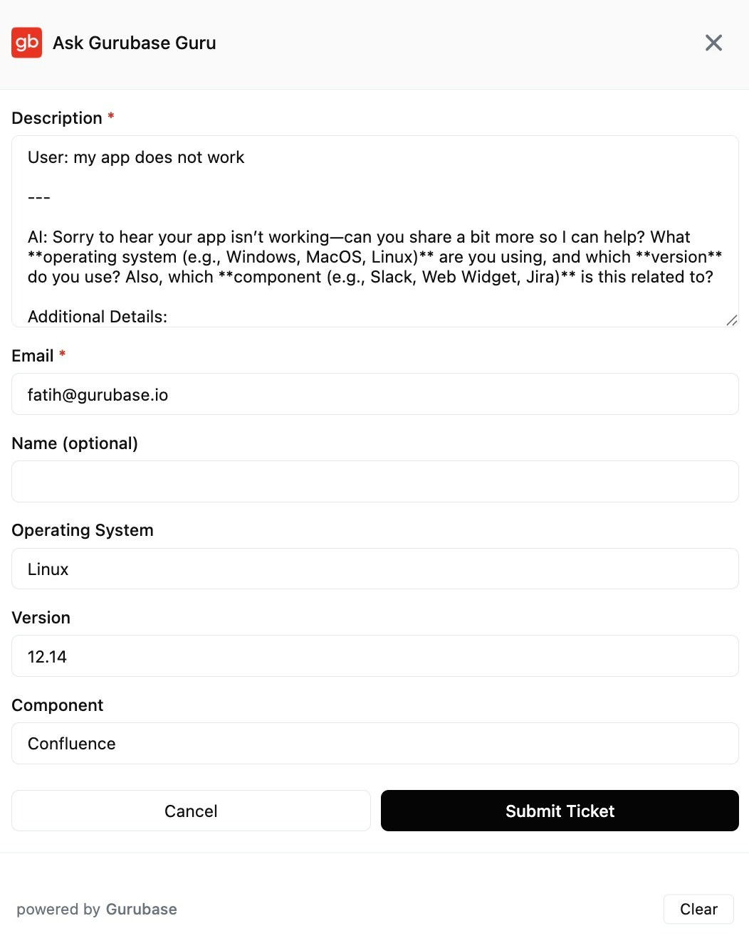 Widget Ticket Creation