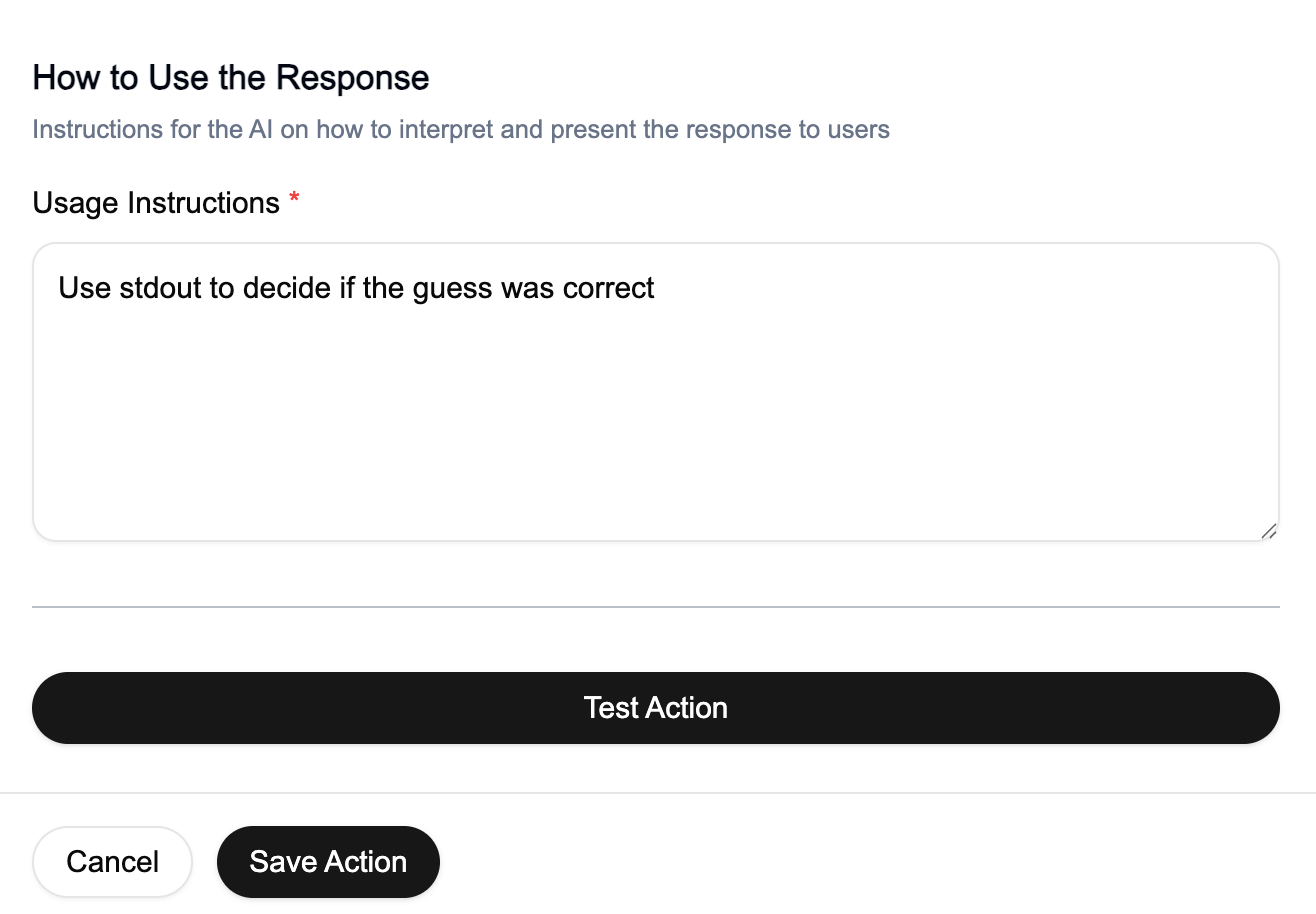Usage Instructions Configuration