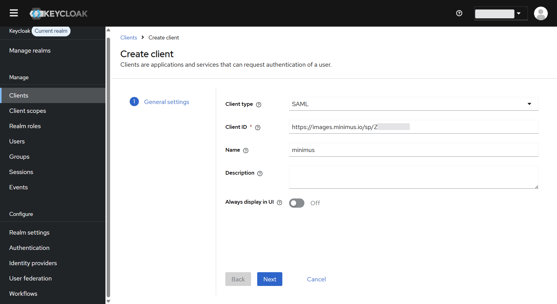 Keycloak Create New Client 1
