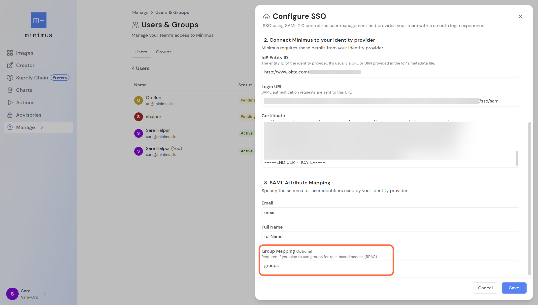 Configure SAML Groups