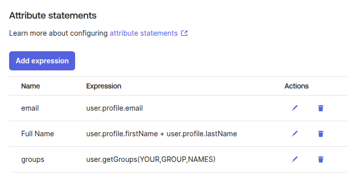Okta Attribute Statements