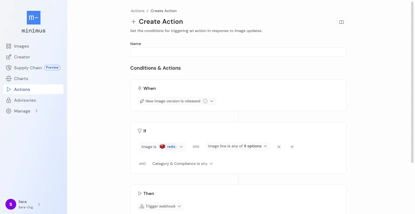 Create Action New Version