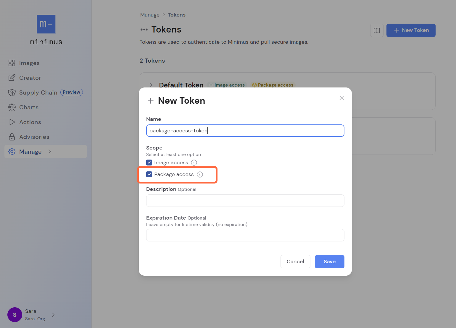 Package Access Token