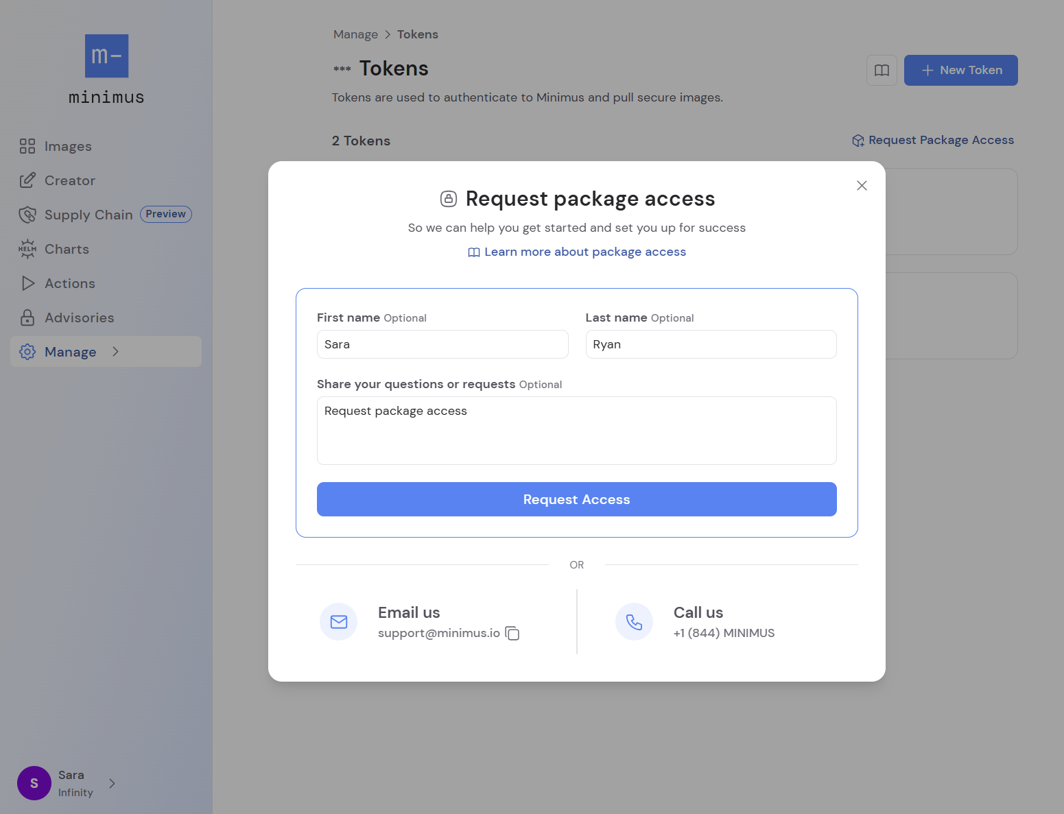 Request Package Access Contact Form