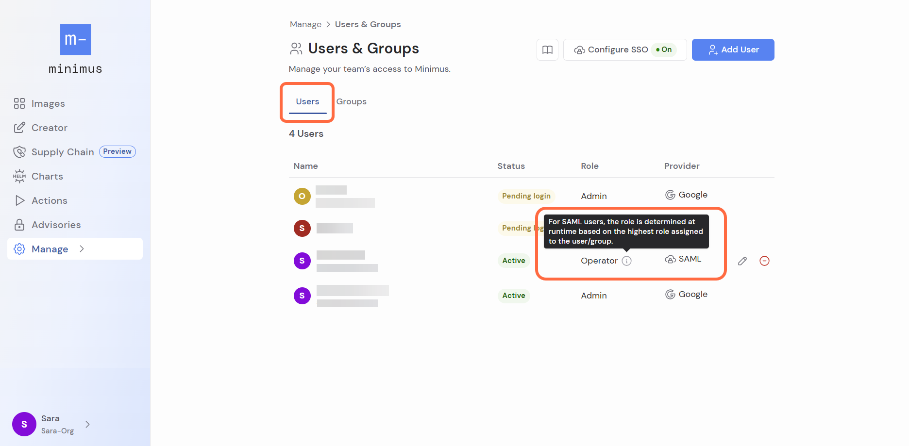 SAML User Rule Override
