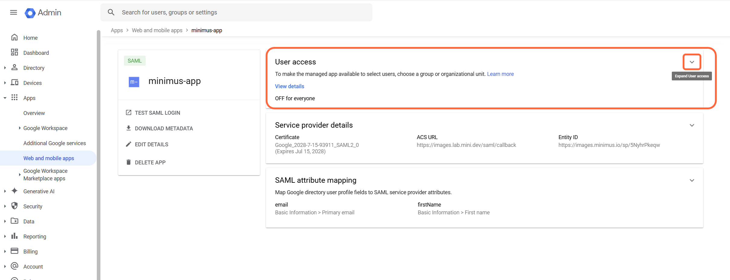 Google Expand User Access