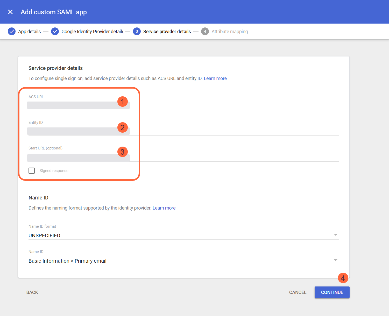 Configure custom app in Google