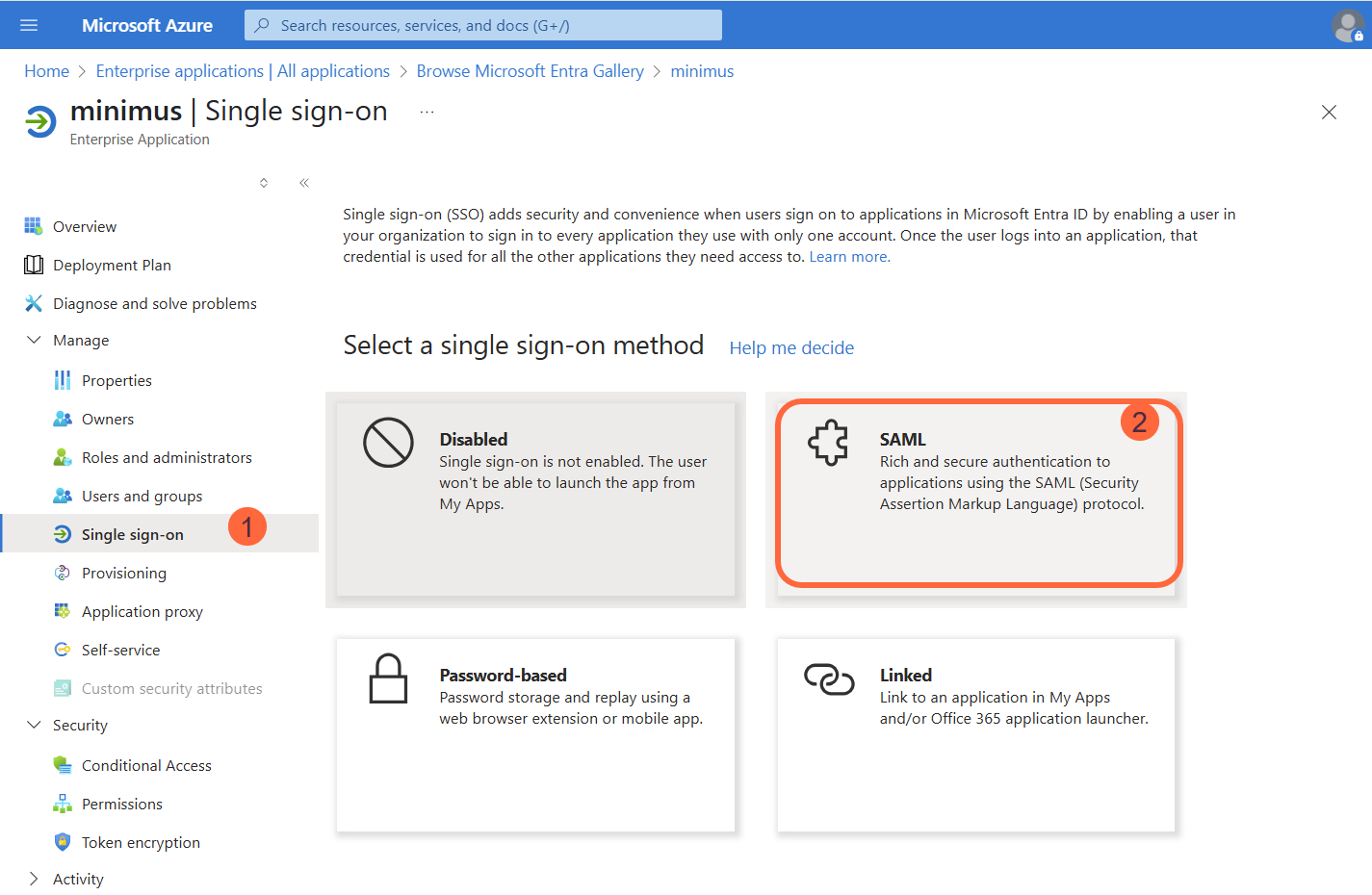 Azure Select Saml