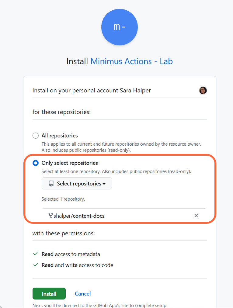 Connect Github Specific Repo