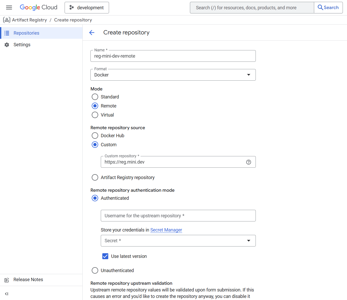 Create Repository Configs