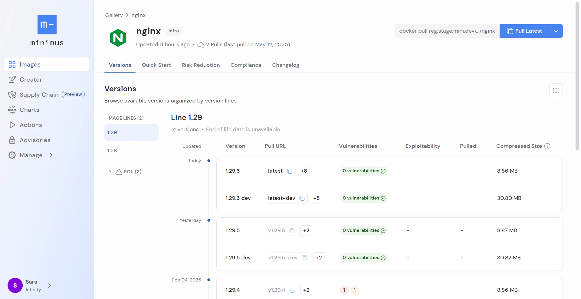 Nginx Versions Clean Example
