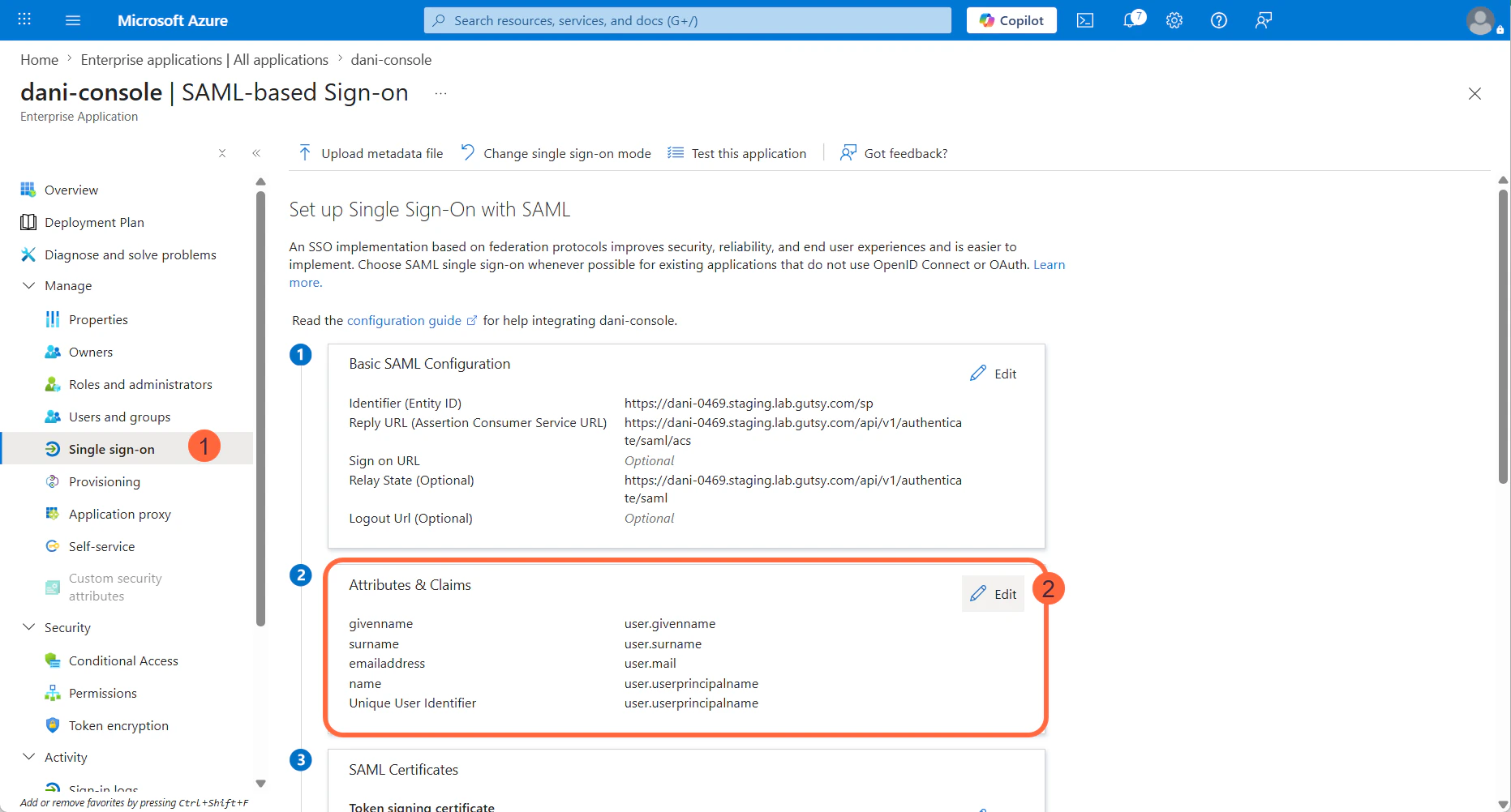 Azure Attributes Claims 1