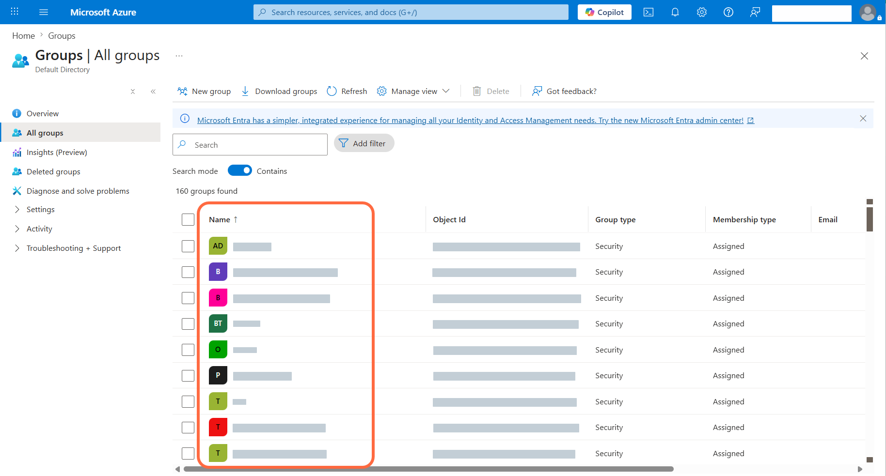 Azure Group Names