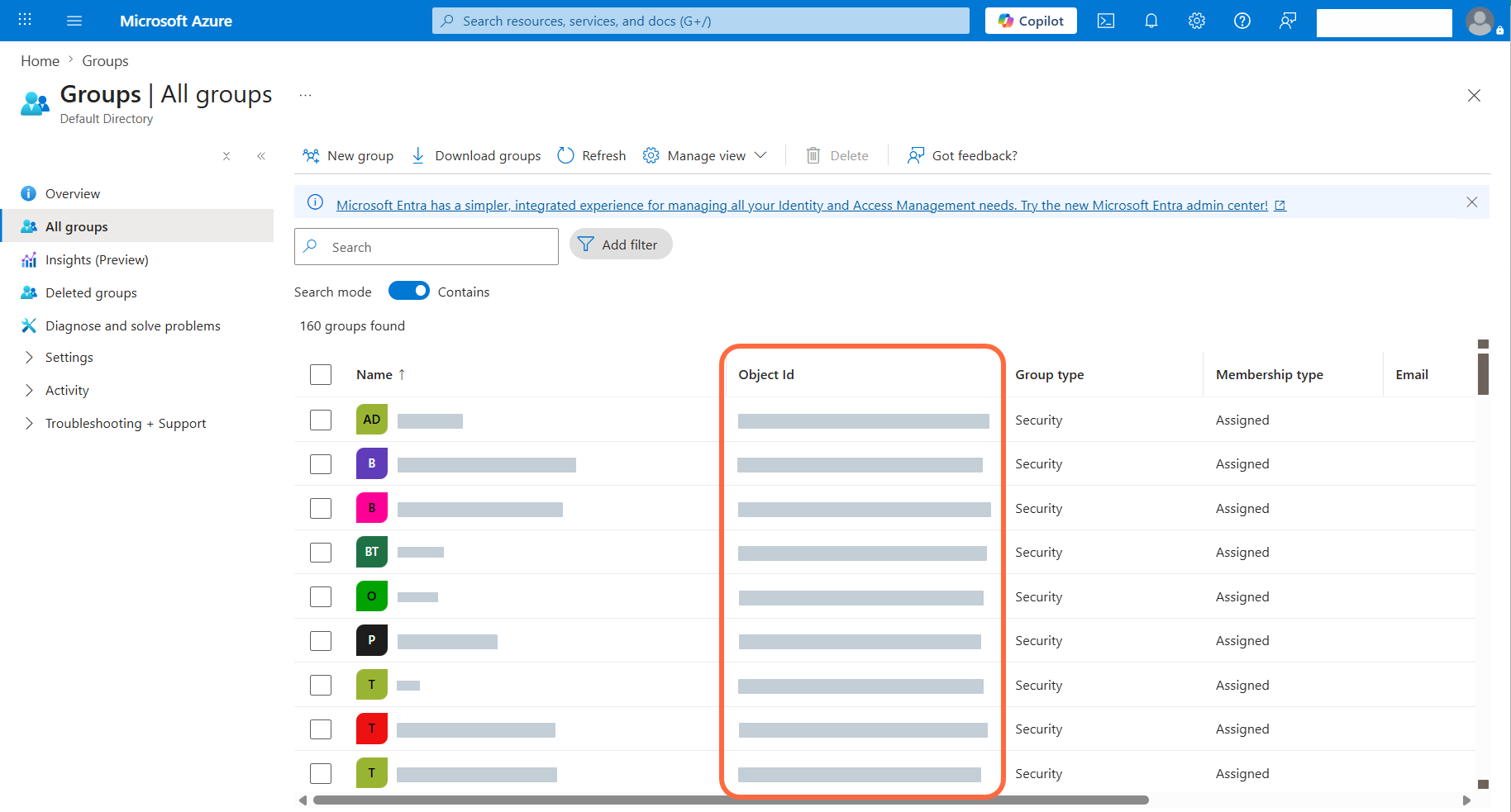 Azure Groups Ids