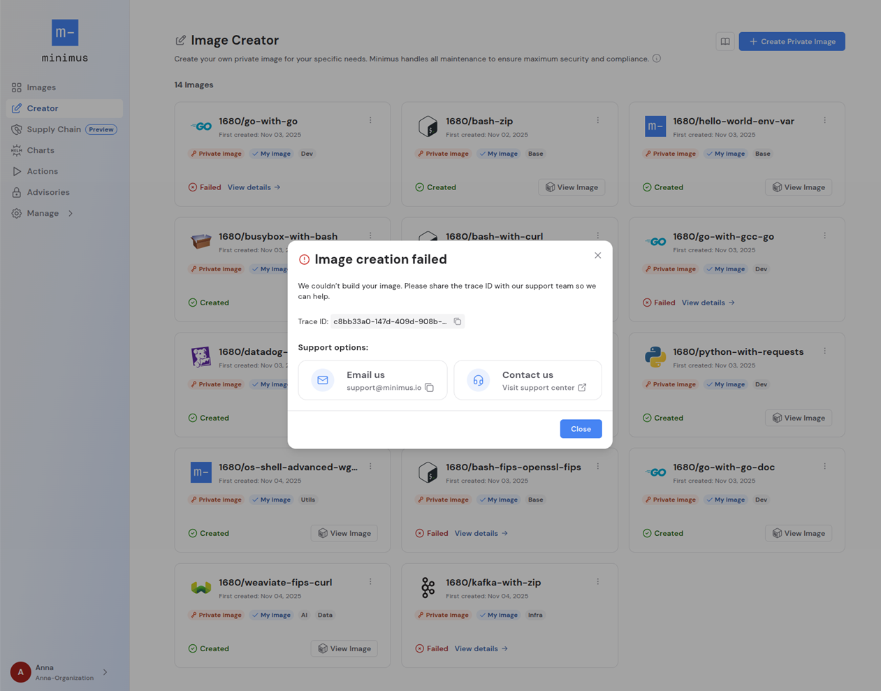 Private Image Build Failure