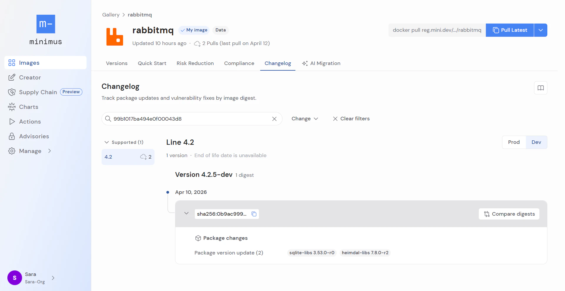 Changelog Search By Digest