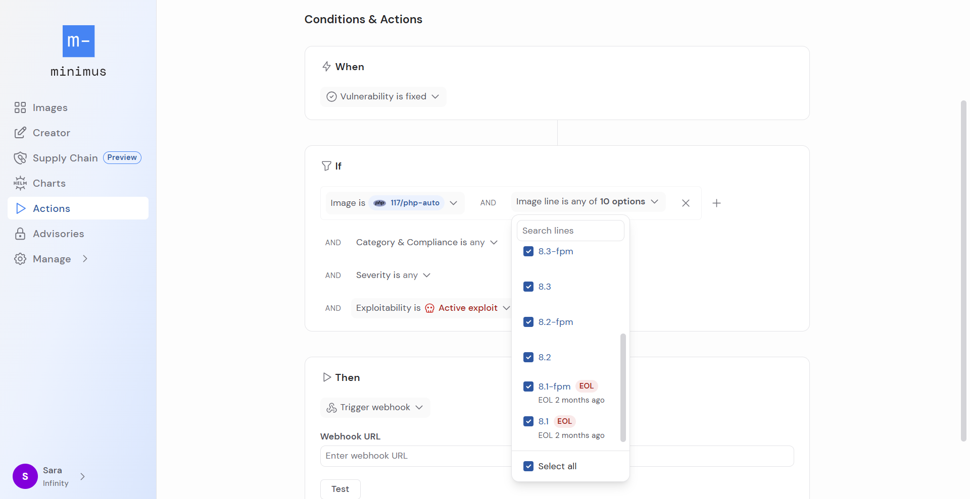Actions Image Line Eol Labels
