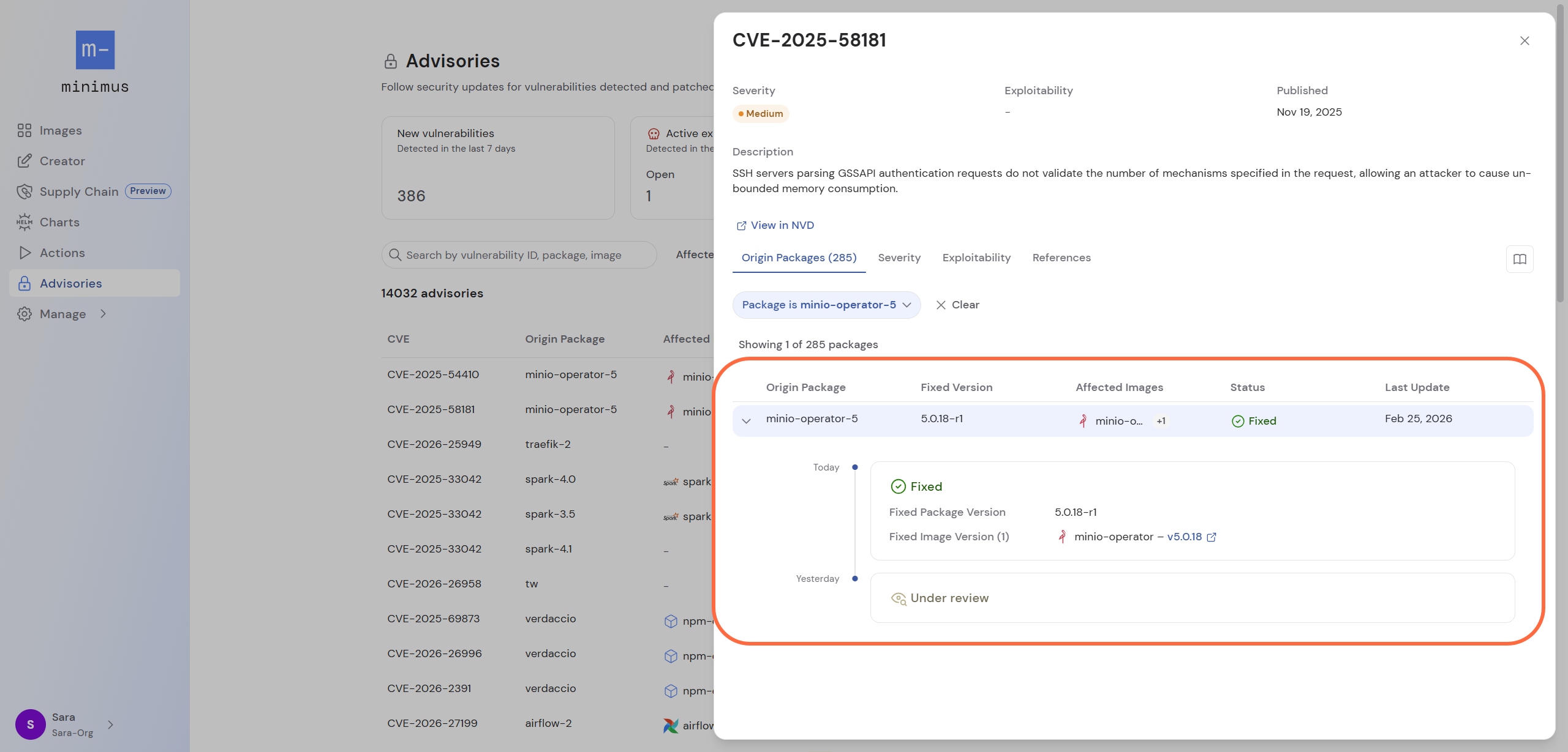 Advisory Details Expanded View