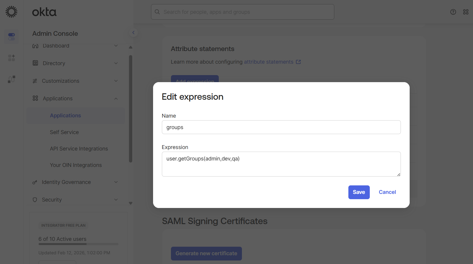 Okta Group Expression