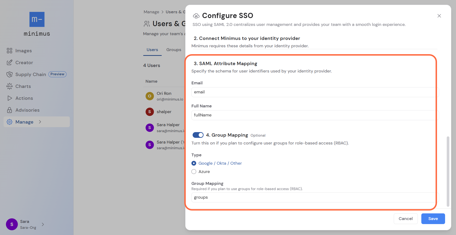 Saml Group Configuration
